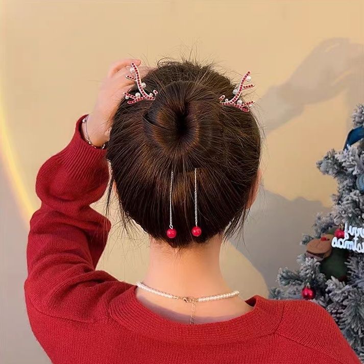 Photography Lighting Design - Kerstthema haarclips voor dames, met rendiergewei,