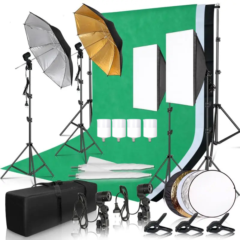 Photography Lighting Kit With Backdrop - Fotografie Verlichtingsset Paraplu Foto Achtergrond Photobooth
