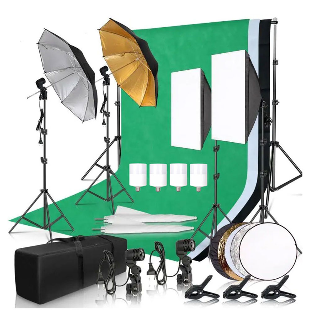 Photography Lighting Kit With Backdrop - Fotografie Fotostudio Softbox Verlichtingsset Met 2.6x3M