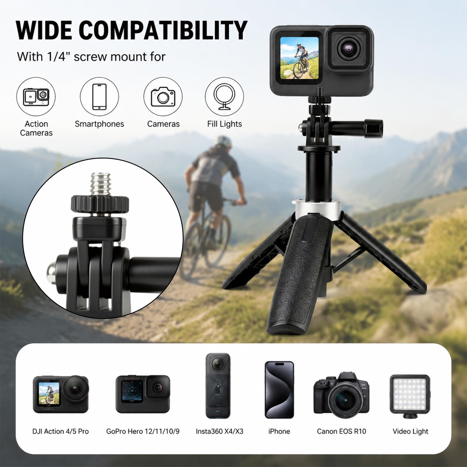 Klein, uitschuifbaar statief,  - Gopro Action Camera Hero 12 Black recensie en prijs